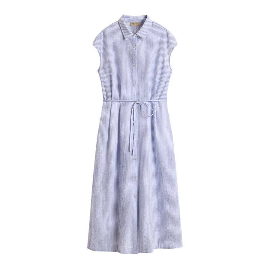 Vestito chemisier in cotone seersucker elasticizzato da donna Woolrich | CFWWDR018631010
